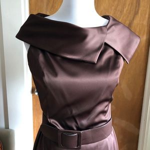 Chocolate Brown Retro Style Belted Dress